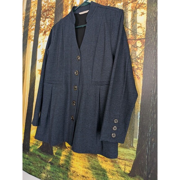 Soft Surroundings Women's Blazer Jacket Petite Medium PM Blue Buttons Pleats - Picture 4 of 10